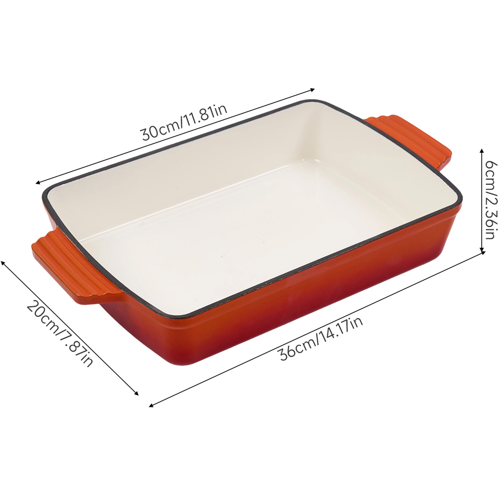 Living and Home 3L Orange Enamelled Rectangular Baking Dish Image 8