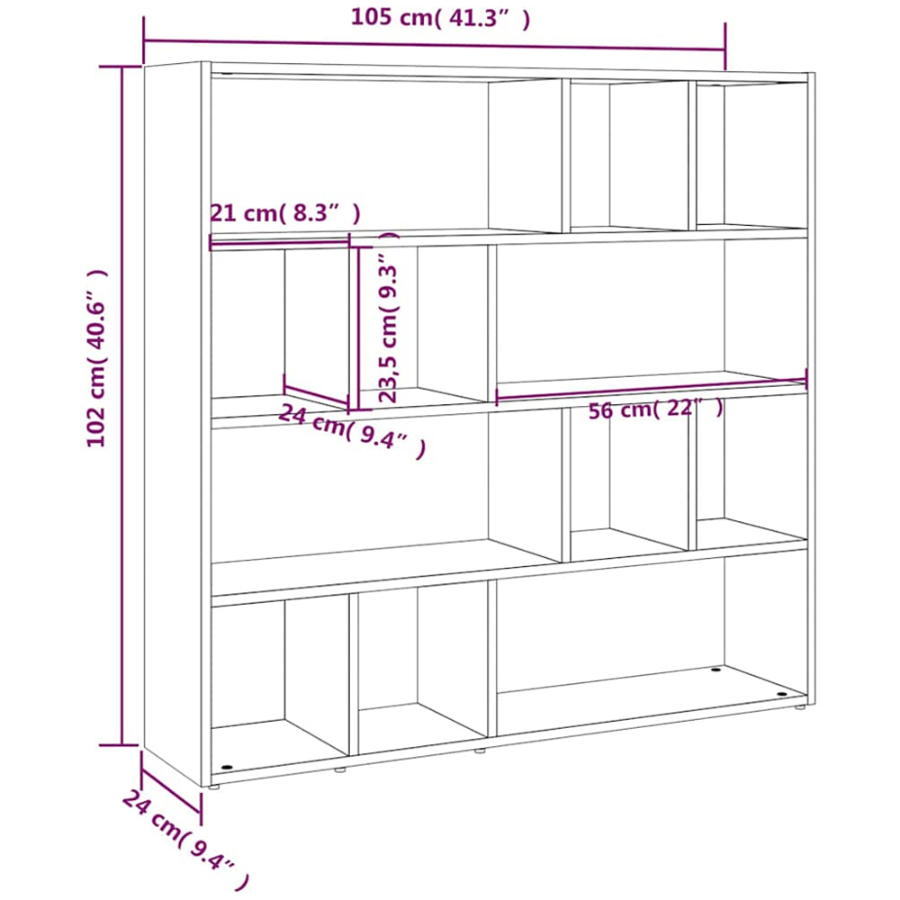 vidaXL 12 Shelf Black Bookcase Image 9