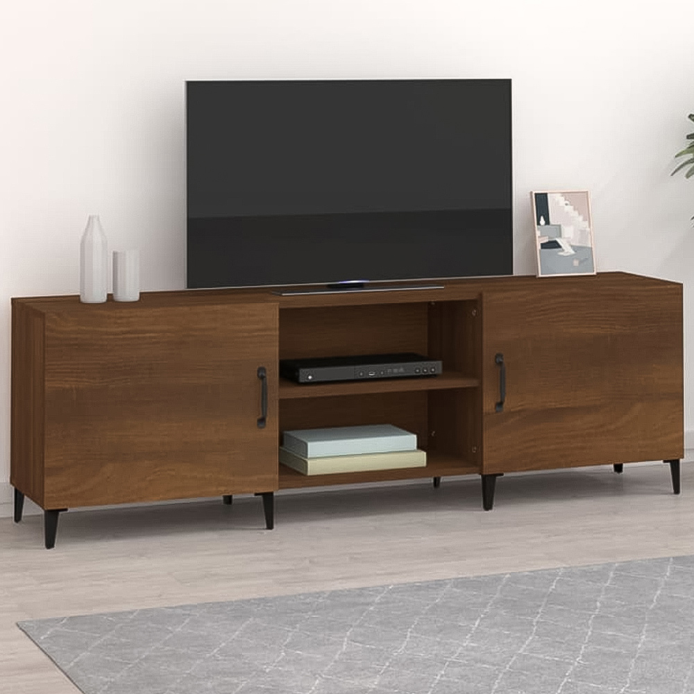 vidaXL 2 Door 2 Shelf Brown Wooden TV Cabinet Image 1