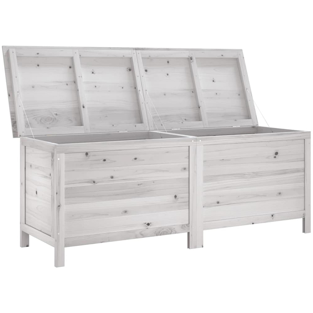 vidaXL 56.5 x 150 x 50cm White Fir Wood Garden Storage Box Image 2