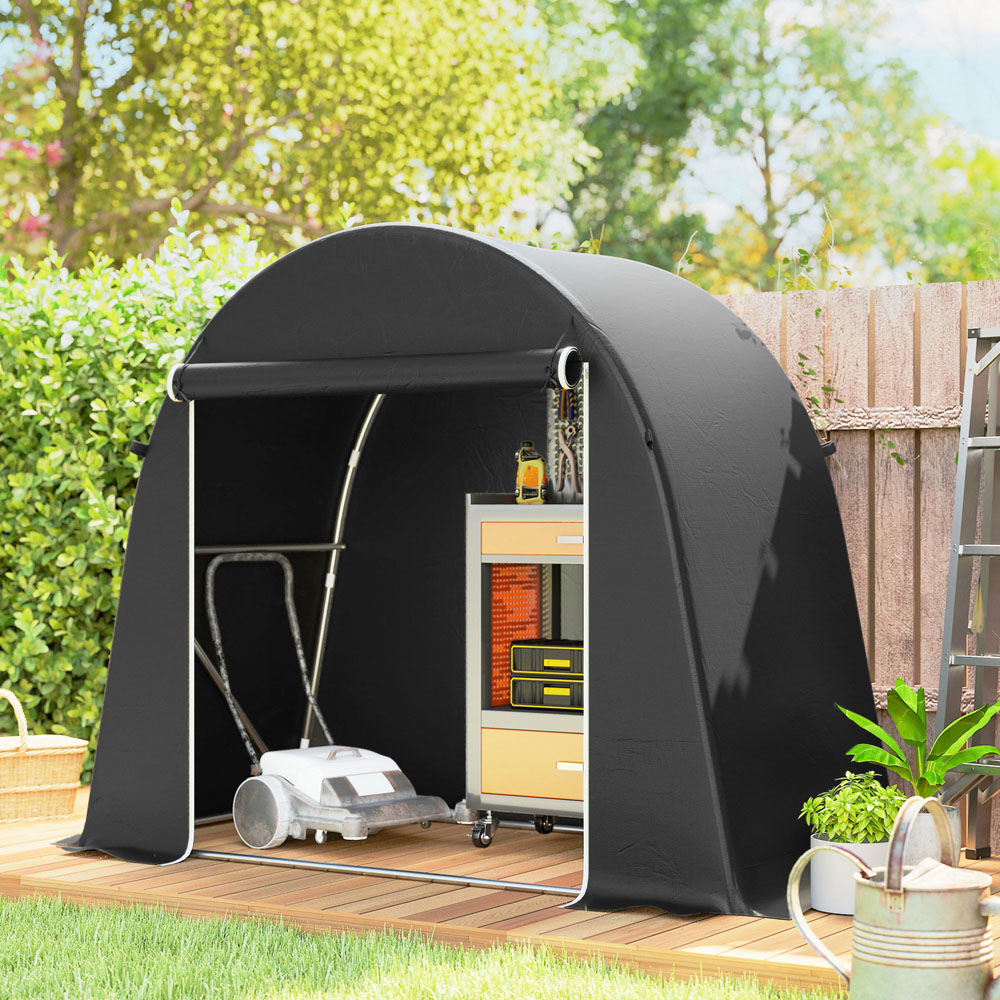 Outsunny 8 x 4ft Dark Grey Garden Bike Storage Shed Image 2