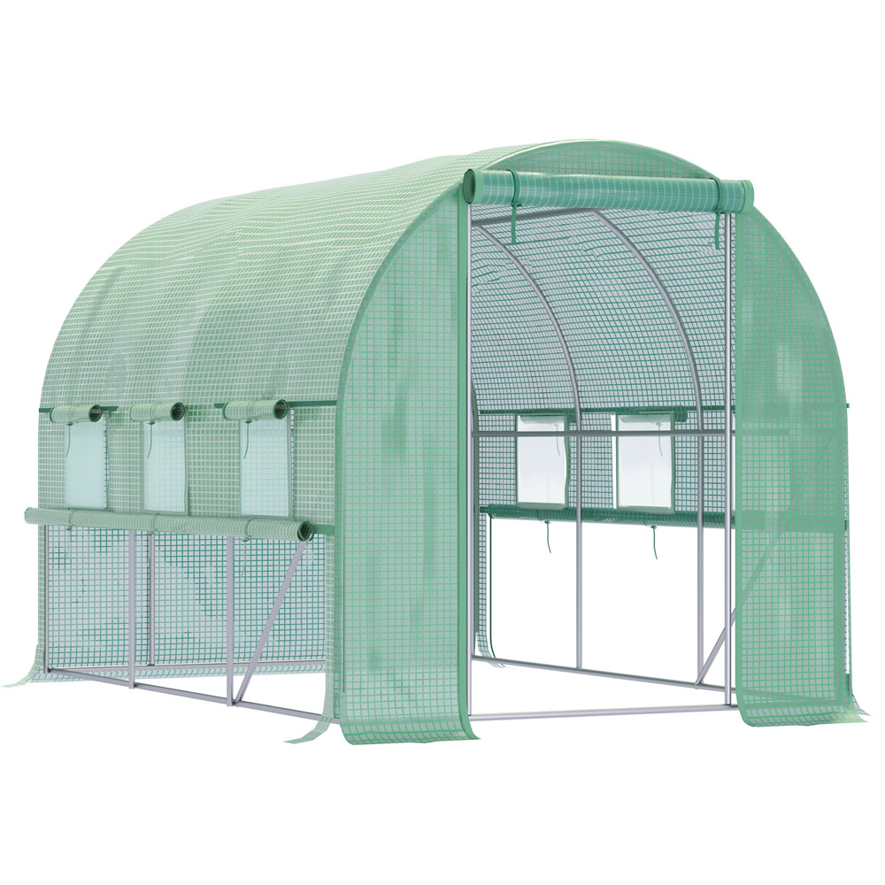 Outsunny Green PE Cover 6.5 x 9.6ft Walk In Polytunnel Greenhouse Image 1