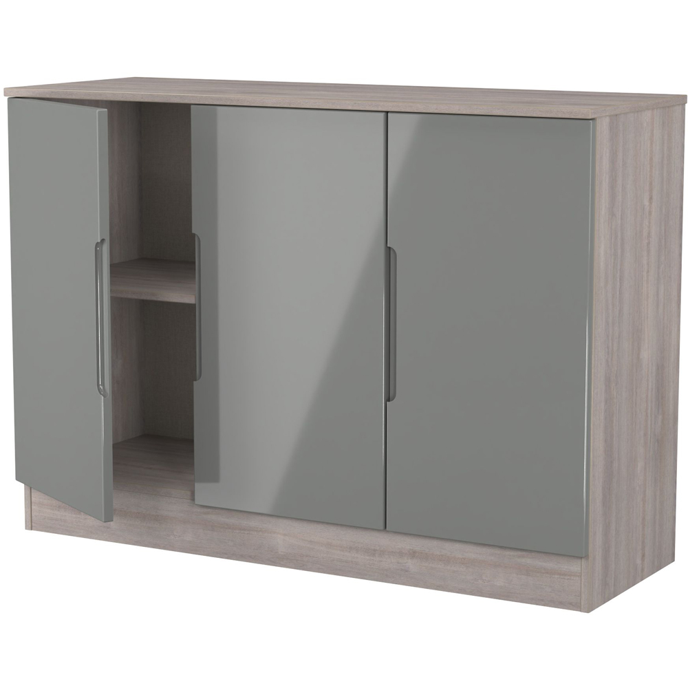 Crowndale Milan 3 Door Grey Gloss and Grey Oak Sideboard Ready Assembled Image 5