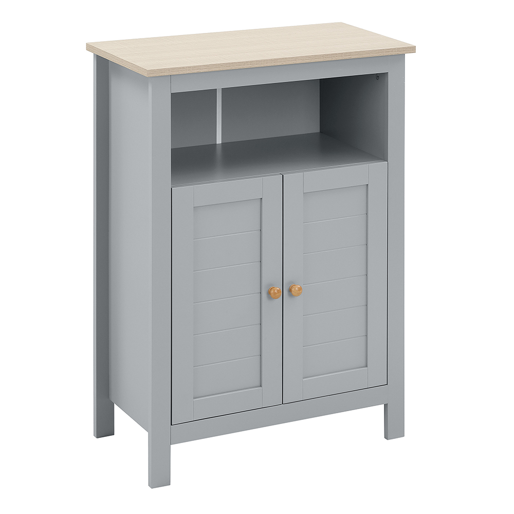 Kleankin Grey and Brown 2 Door Floor Cabinet Image 2