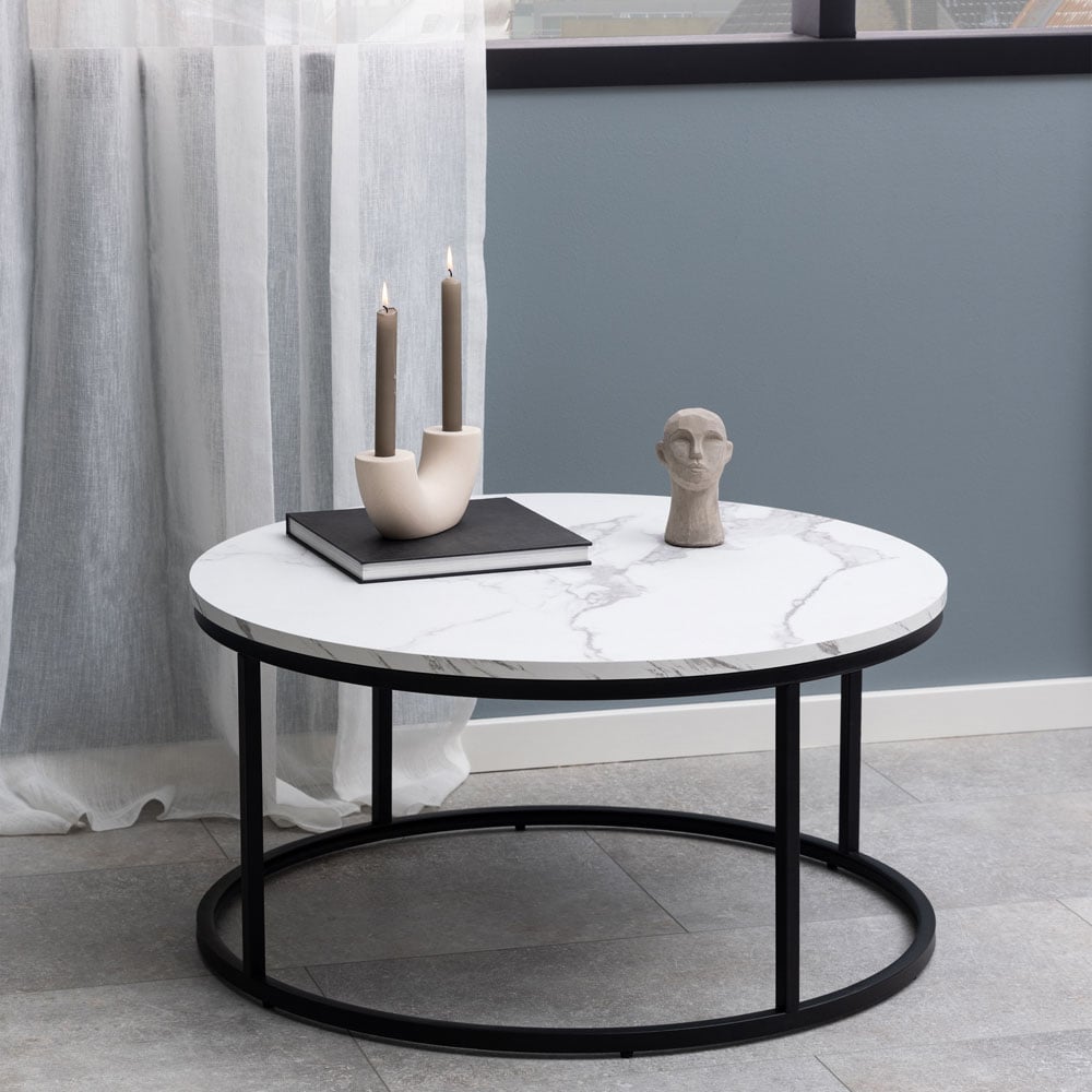 Florence Spiro White Marble Melamine Coffee Table Image 6