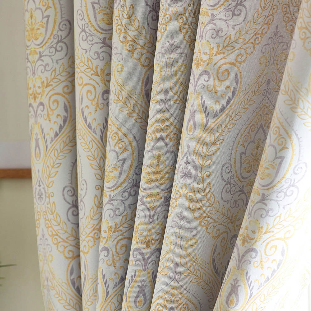 Alan Symonds Victoria Ochre Room Darkening Ring Top Eyelet Curtains 168 x 183cm Image 3