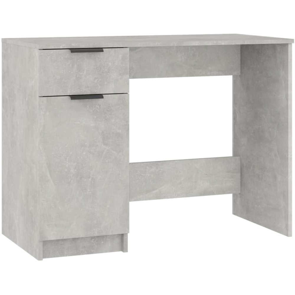 vidaXL Single Door Single Drawer Computer Desk Concrete Grey Image 2