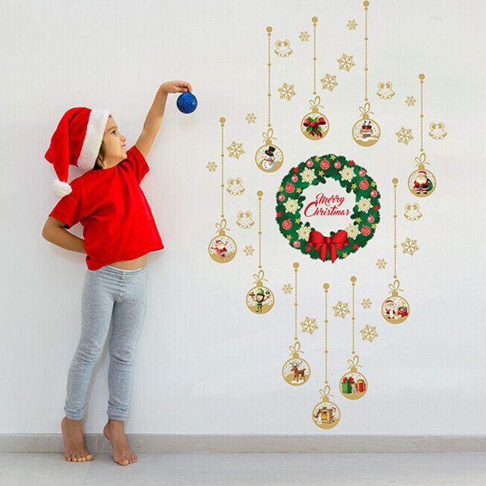 Walplus Shining Gold Christmas Wreath Garland Self Adhesive Wall Sticker Image 2