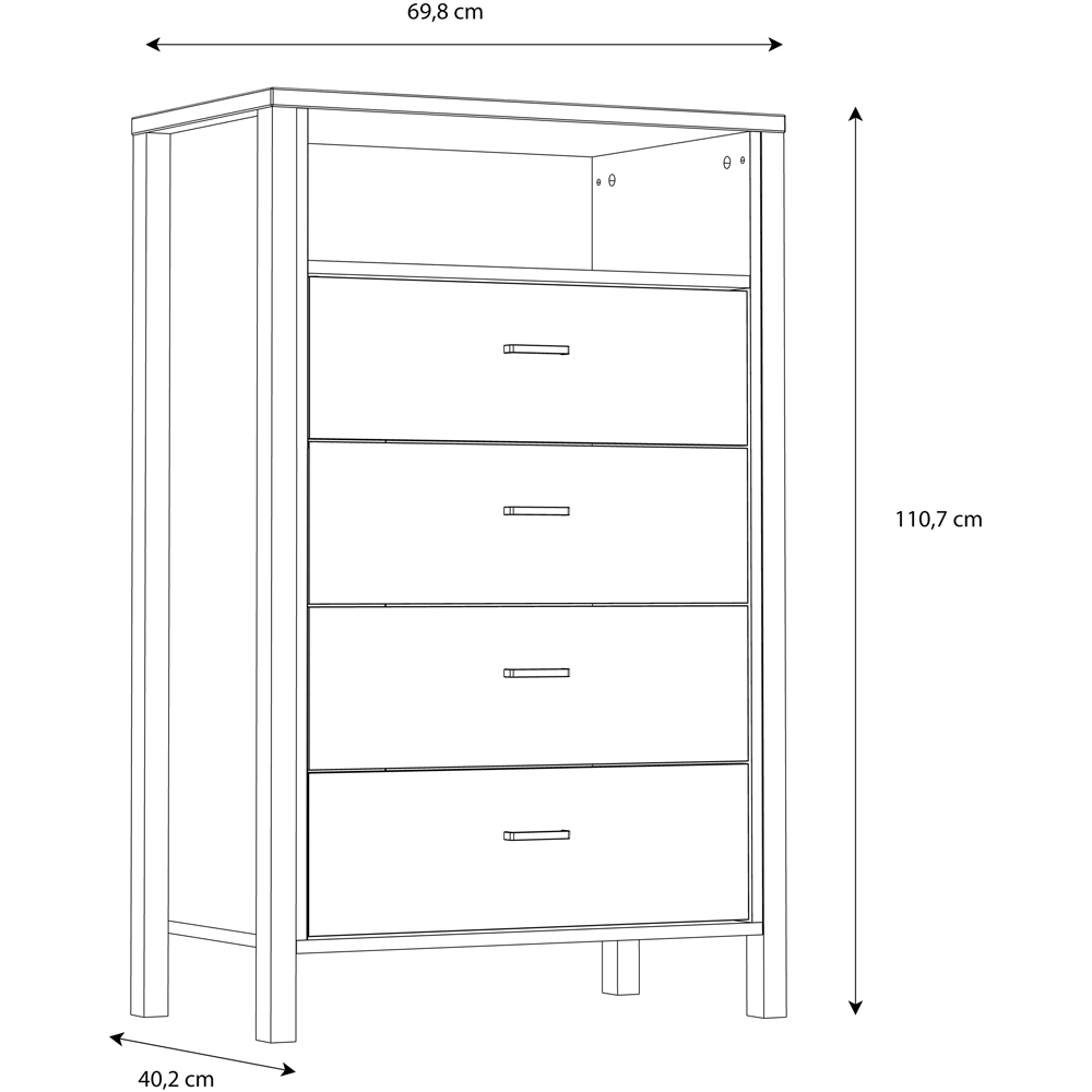 Florence High Rock 4 Drawer and Shelf Matt Black Riviera Oak Chest of Drawers Image 8