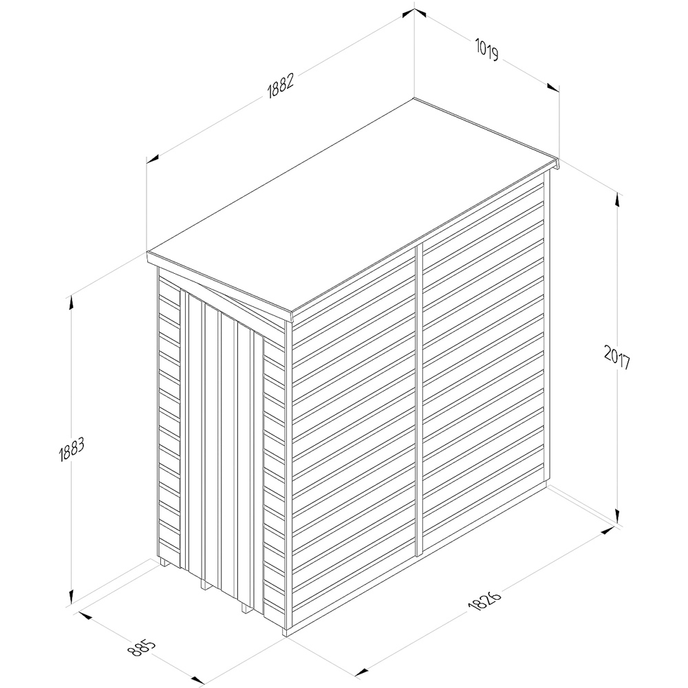 Forest Garden 6 x 3ft Beckwood Shiplap Pent Shed Image 9