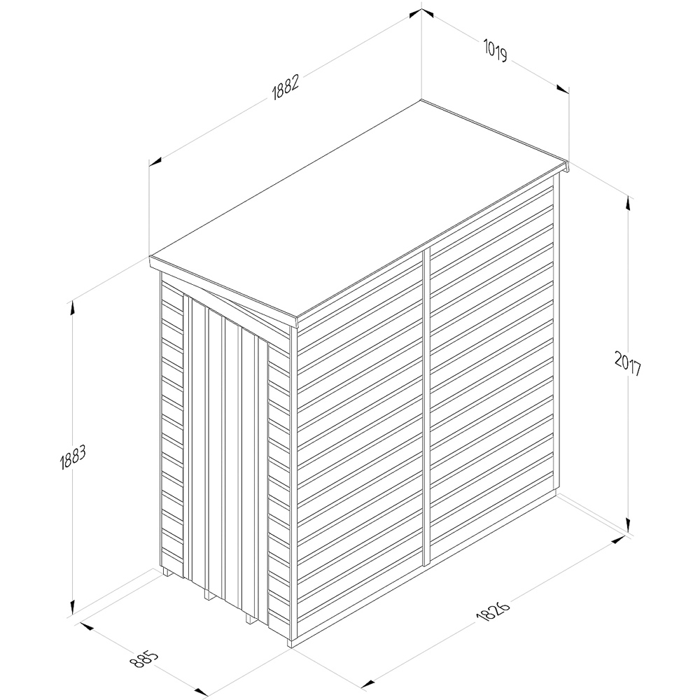 Forest Garden Beckwood 6 x 3ft Single Door Shiplap Pent Shed Image 9