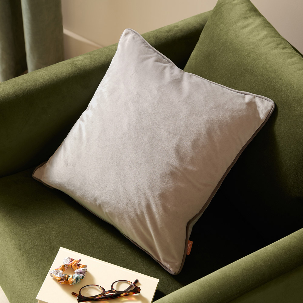 Furn Meridian Dove and Charcoal Velvet Cushion 45 x 45cm Image 2