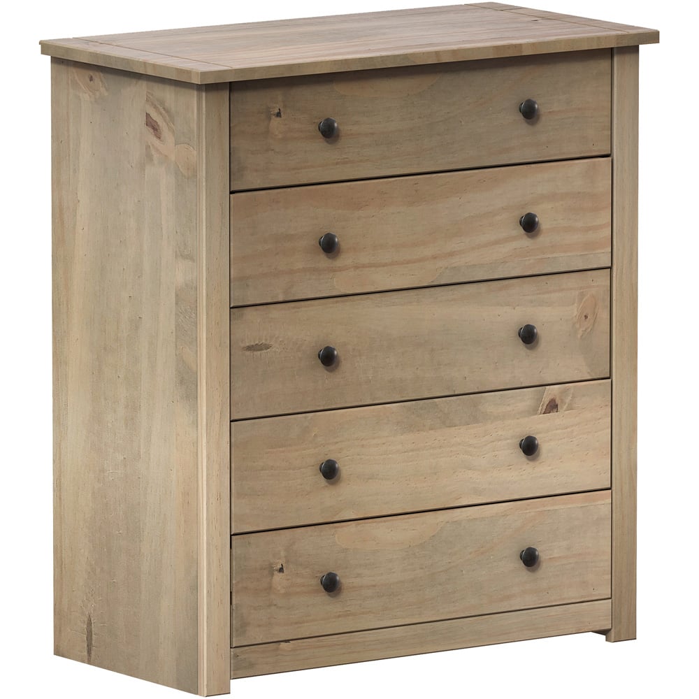 Vida Designs Panama 5 Drawer Pine Chest of Drawers Image 2
