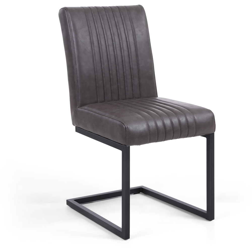 Archer Set of 2 Grey Leather Effect Dining Chair Image 2