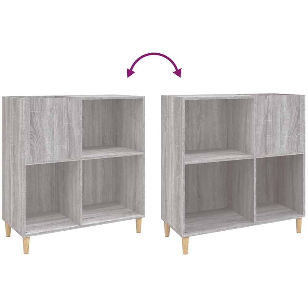 vidaXL 3 Shelf Grey Sonoma Record Cabinet Image 6