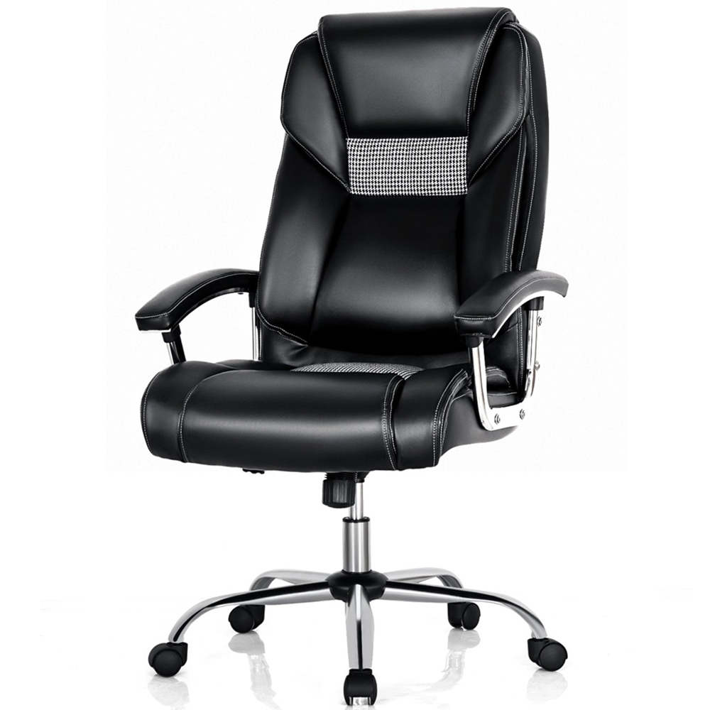 Costway Black PVC Leather High Back Office Chair Image 2