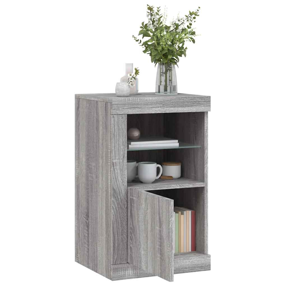 vidaXL Single Door 2 Shelf LED White Side Cabinet Image 4