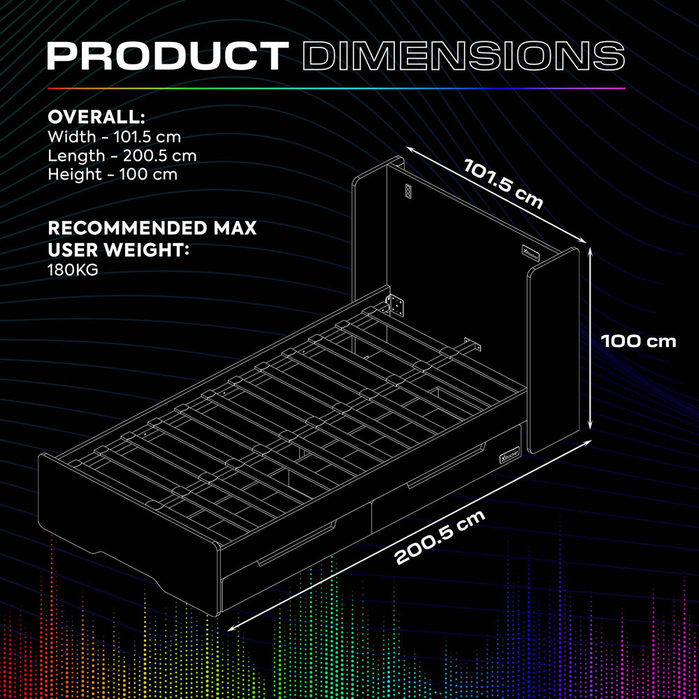 X Rocker Electra Single Black RGB LED Gaming Bed with Storage and Neo Motion Sync App Control Image 9