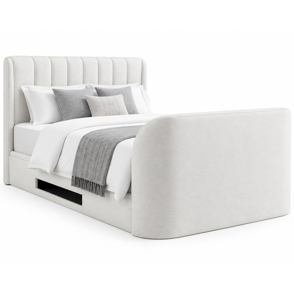 Webb Daniels Mayfair Super King Size Natural Fabric Ottoman Media TV Bed with 2.1 Soundbar Image 2