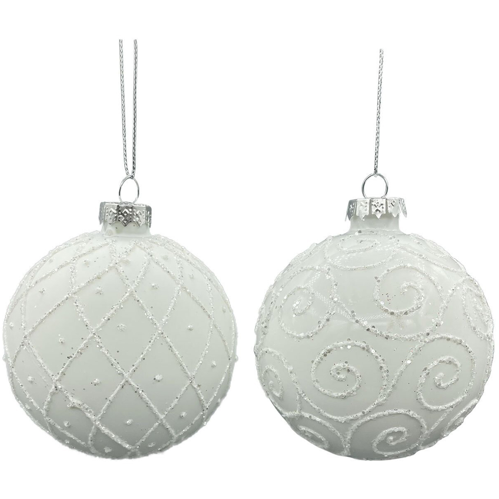 Frosted Fairytale White Glitter Bauble Image