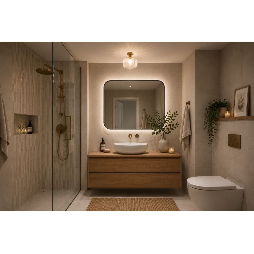 Cosylyte Maple Modern Ribbed Glass Brass Base Ceiling Light Image 7