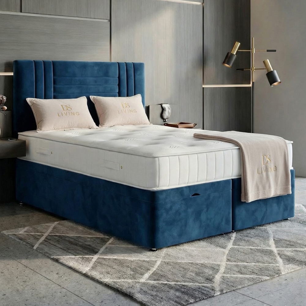 DS Living Orion Double Blue Plush Ottoman Bed Image 1