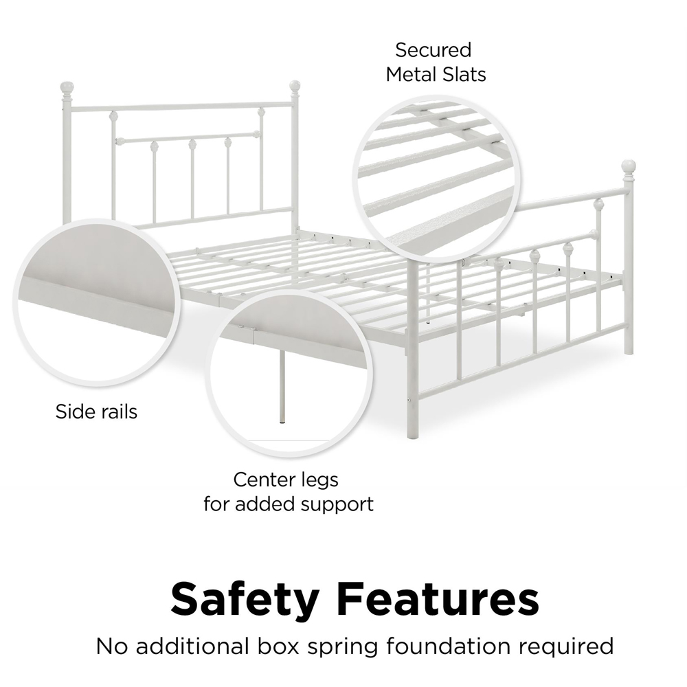 Dorel Manila King Size White Metal Bed Frame Image 6
