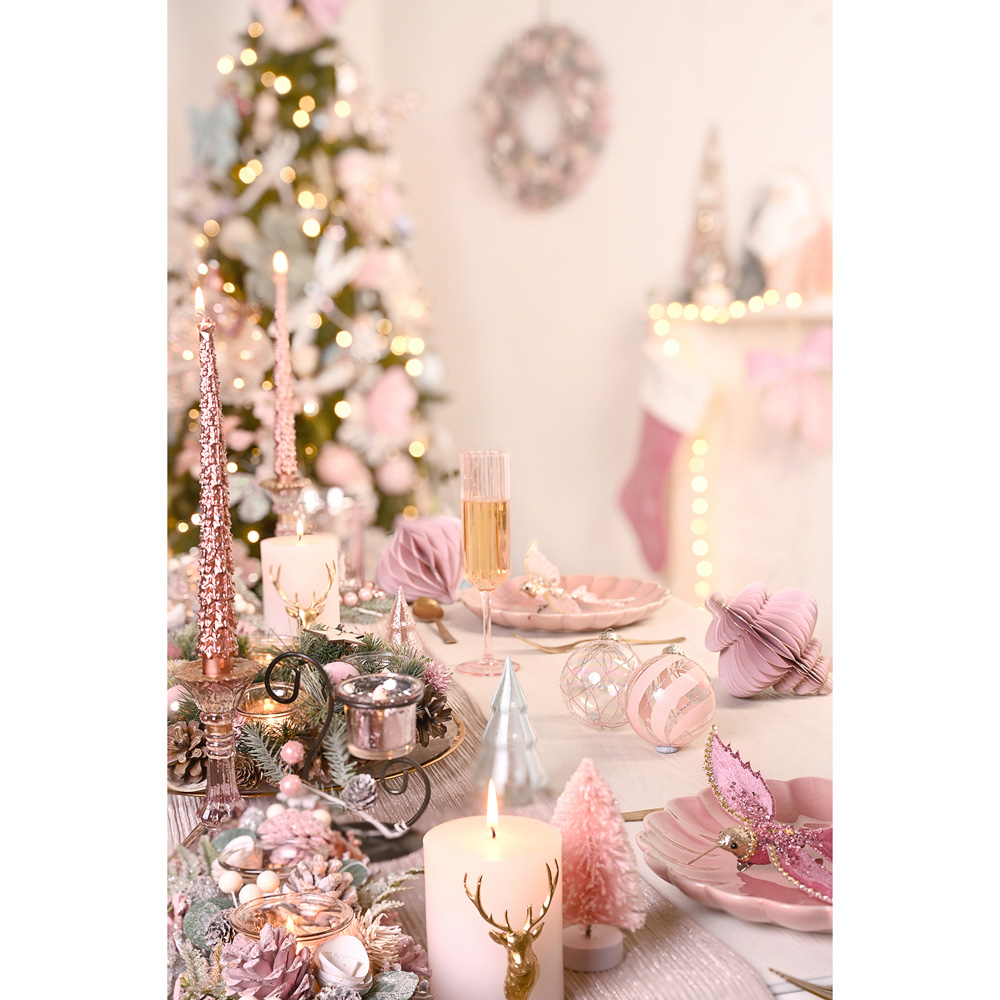 The Seasonal Gift Co. Large Blush Gold Stag Pillar Candle Image 3