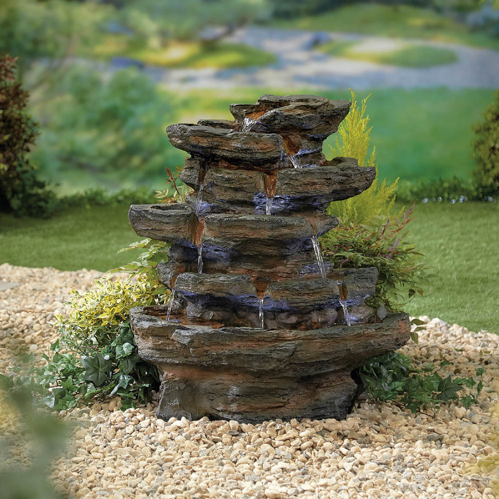 Stylish Fountain Red Rock Springs LED Water Feature Image 2