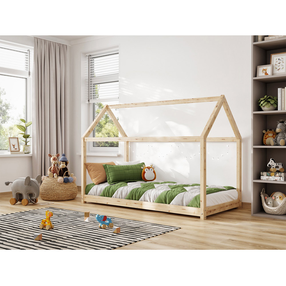 Flair Single Pine Wooden Play House Bed Frame Image 2