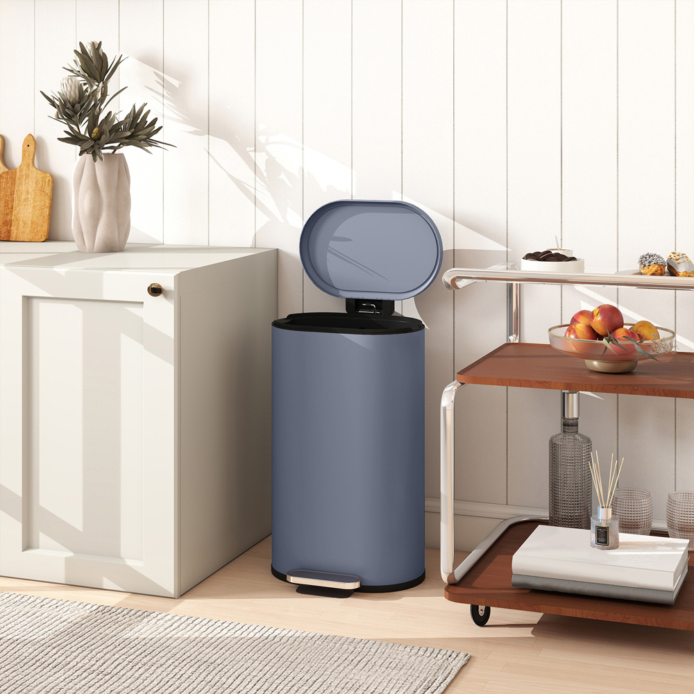HOMCOM Grey Slim Rectangular Pedal Bin with Soft-Close Lid 30L Image 8
