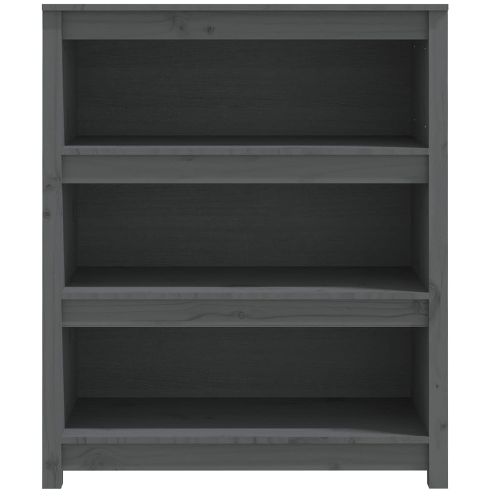 vidaXL 3 Shelf Grey Solid Pine Wood Bookcase Image 3