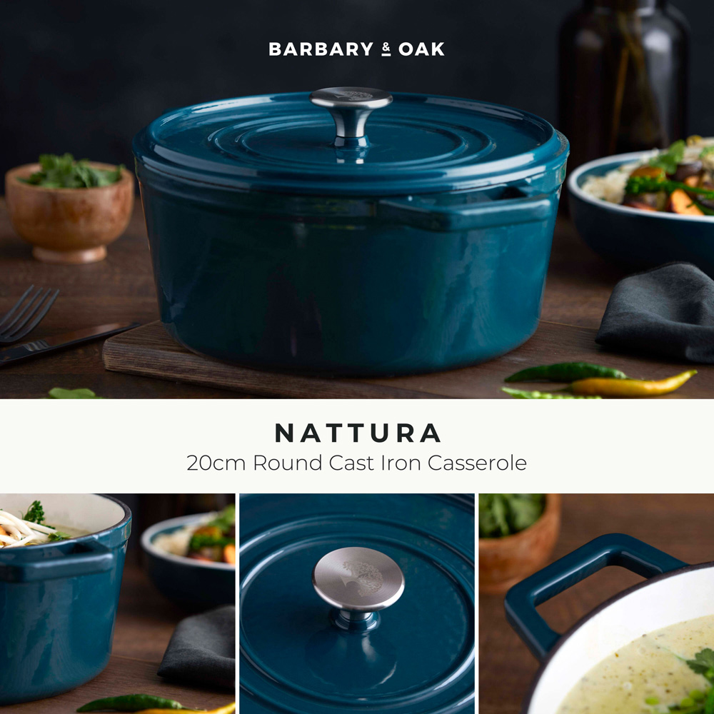 Barbary & Oak Nattura 20cm Agave Cast Iron Round Casserole Dish with Lid Image 2