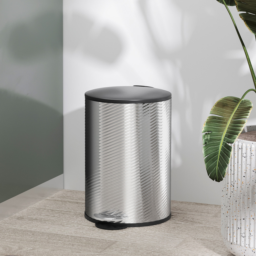 HOMCOM Silver Stainless Steel Soft Close Pedal Bin 20L Image 2