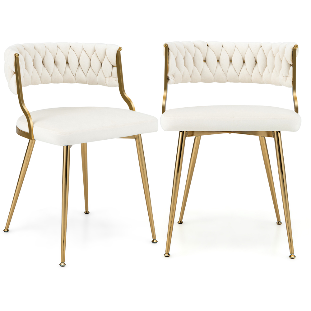 Costway Set of 2 White Velvet Dining Chair Image 2