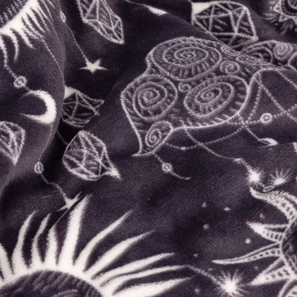 Furn Constellation Printed Charcoal and Cream Sherpa Fleece Throw, 130 x 180cm Image 5