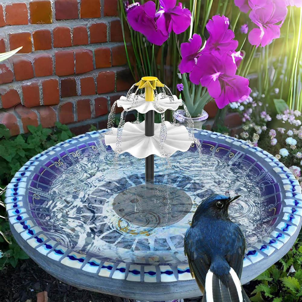 Living and Home 3-Tier Solar-Powered Bird Bath Fountain Water Pump with 6 Nozzles Image 7