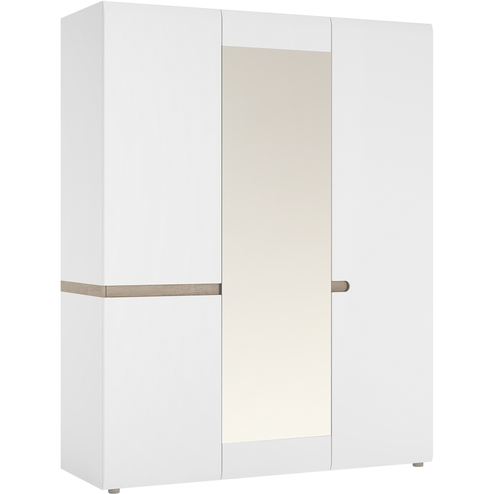 Florence Chelsea 3 Door White and Oak Bedroom Wardrobe Image 2