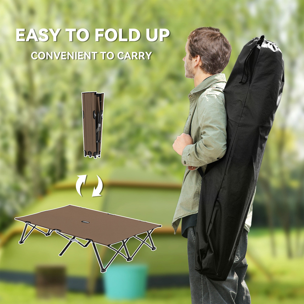 Outsunny Charcoal Khaki Double Folding Portable Camping Bed Image 7