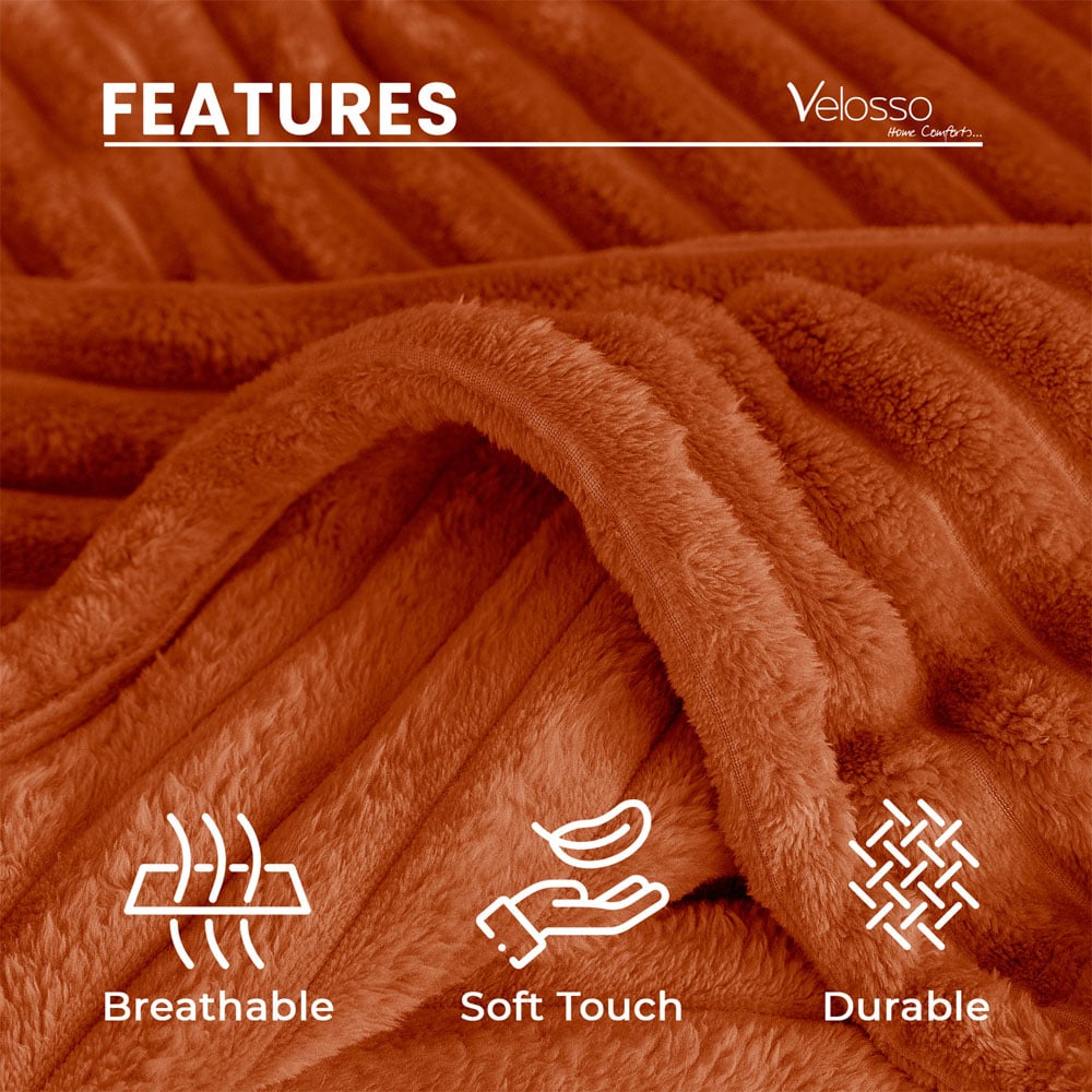 Velosso Bellissima Orange Plush Throw 100 x 150cm Image 5