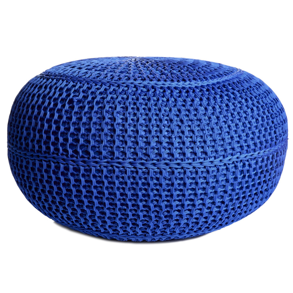 Wilko All Weather Woven Foot Stool Blue Image