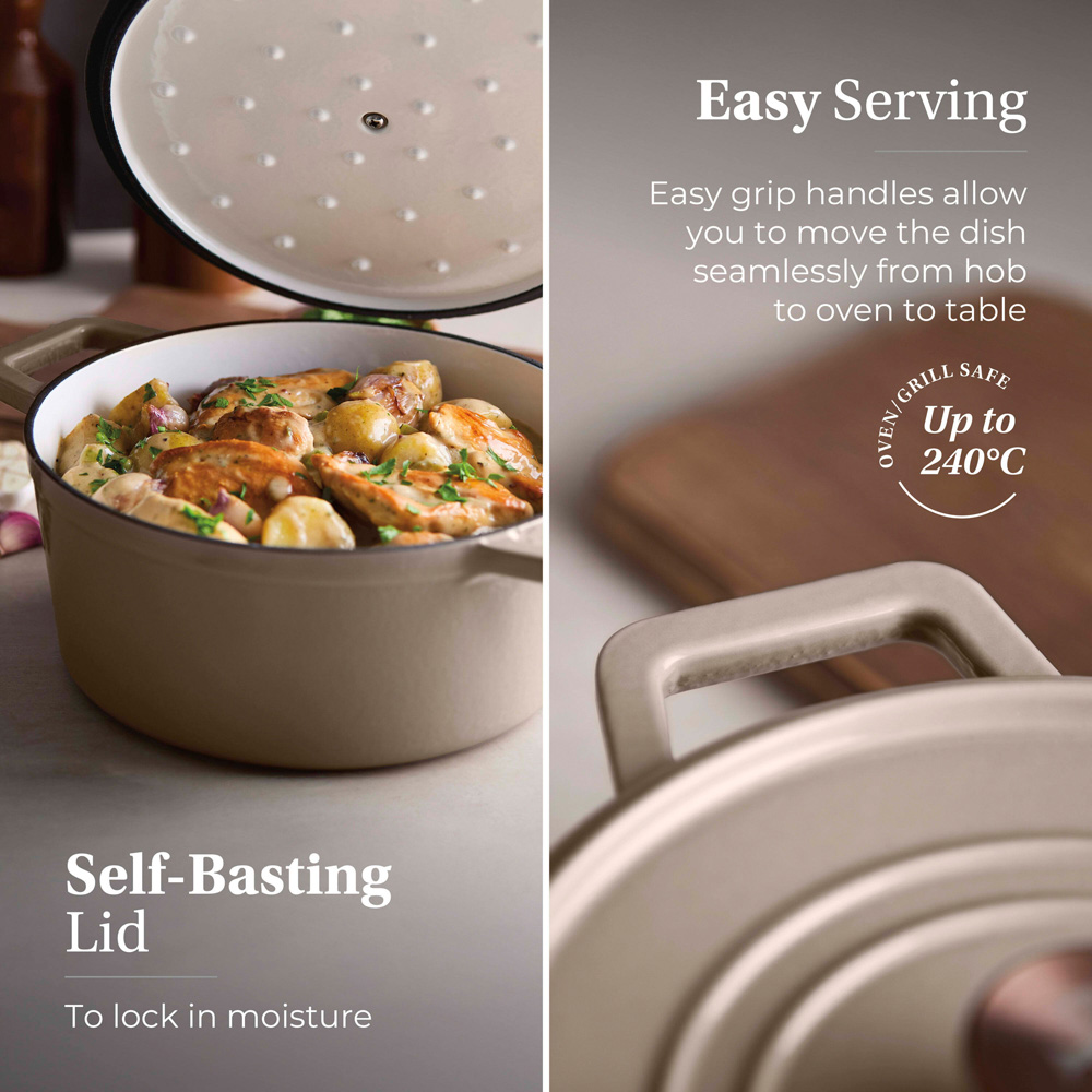 Barbary & Oak Nattura 20cm Cashmere Cast Iron Round Casserole Dish with Lid Image 5