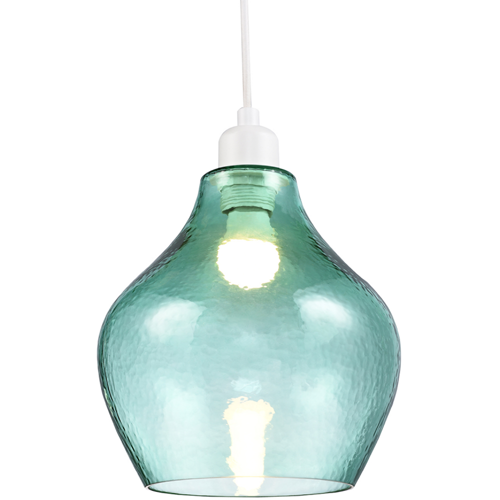 Happy Homewares Emerald Light Green Circular Dimpled Glass Pendant Shade Image 4
