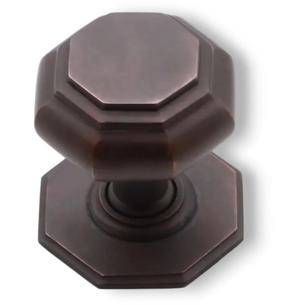 Spira Brass Aged Bronze Octagonal Centre Door Knob Image 3