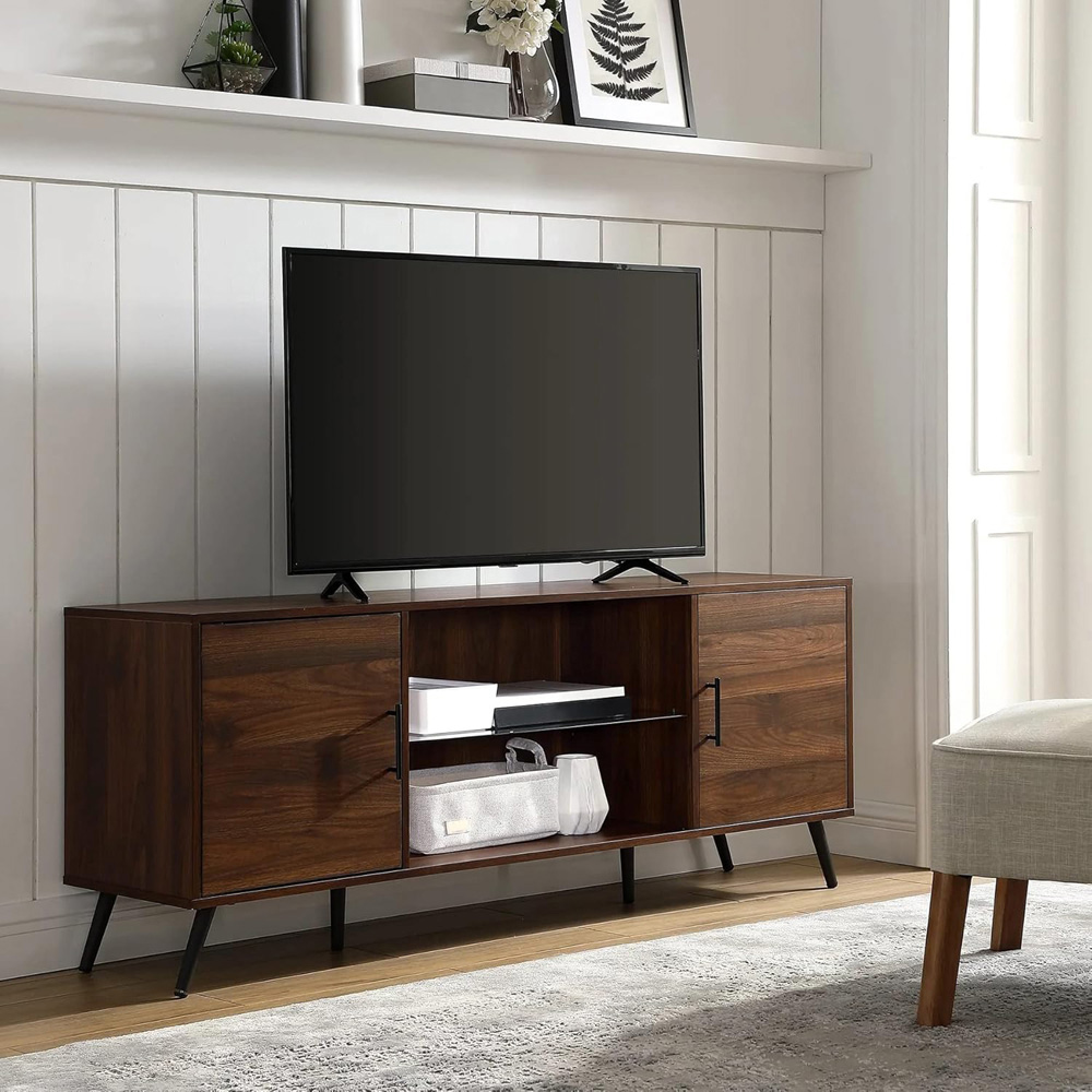 Centurion Portobello 2 Door 2 Shelf Luxury Walnut TV Cabinet Image 6
