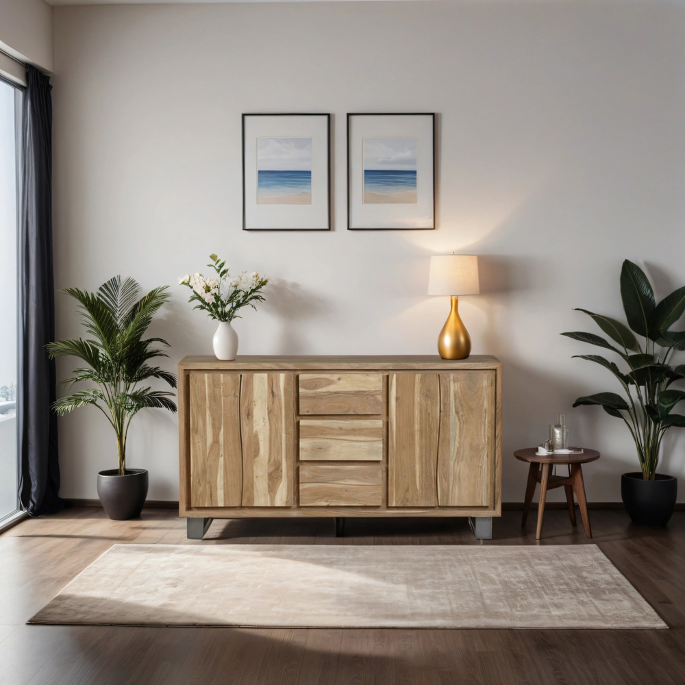 Brooklyn Barima 2 Door 3 Drawer Acacia Wood Sideboard Image 6