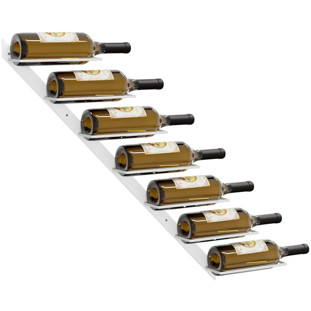 vidaXL 7 Bottle White Ladder Style Wall Mounted Wine Rack Set of 2 Image 4
