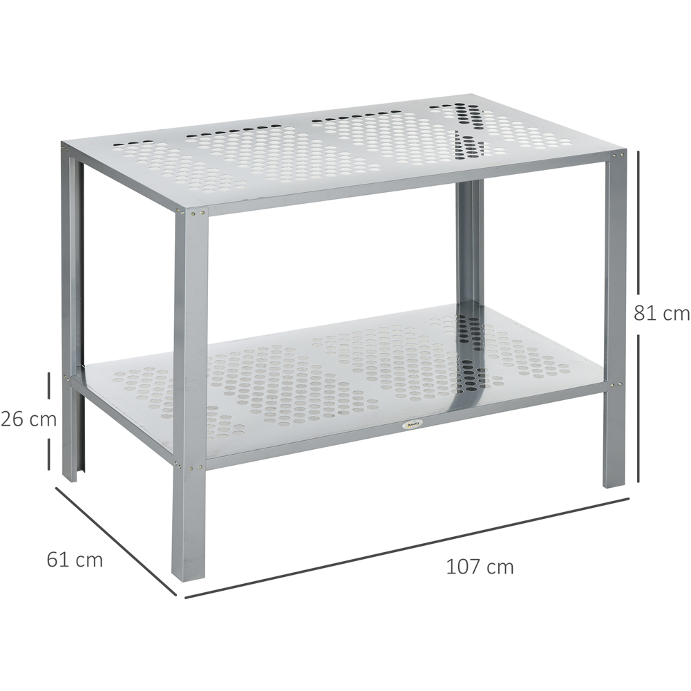 Outsunny 2-Tier Silver Galvanised Steel Plant Stand Image 8