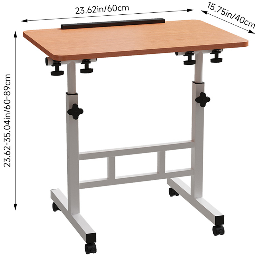 Living and Home Walnut Height Adjustable Laptop Table with Wheels 60 x 40cm Image 9