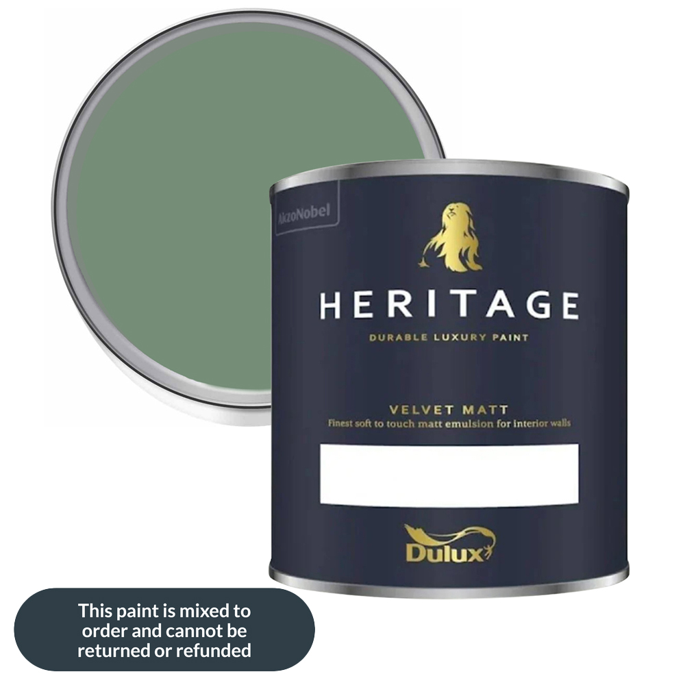 Dulux Heritage Walls and Ceilings DH Grass Green Velvet Matt Emulsion Paint 1L Image 1